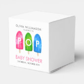 Klaar voor Pop, kleurrijk Baby shower Bedankdoosjes (Achterkant)