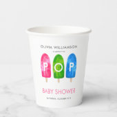 Klaar voor Pop, kleurrijk Baby shower Papieren Bekers (Achterkant)