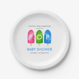 Klaar voor Pop, kleurrijk Baby shower Papieren Bordje