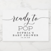 Klaar voor Pop Minimale Baby shower Sparkling Wijnetiket (Enkel label)