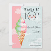 Klaar voor Pop Mint & Pink Ice Cream Baby shower Kaart (Voorkant)