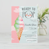 Klaar voor Pop Mint & Pink Ice Cream Baby shower Kaart (Staand voorkant)