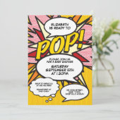 Klaar voor Pop Modern Fun Comic Baby shower Kaart (Staand voorkant)