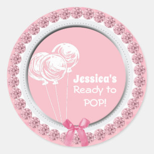 Klaar voor Pop roze Baby shower Ronde Sticker
