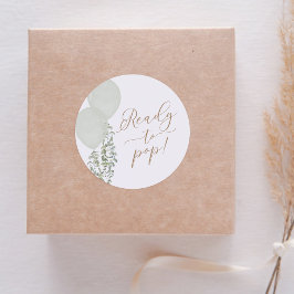 Klaar voor Pop Sage Green Balloon Twin Baby shower Ronde Sticker