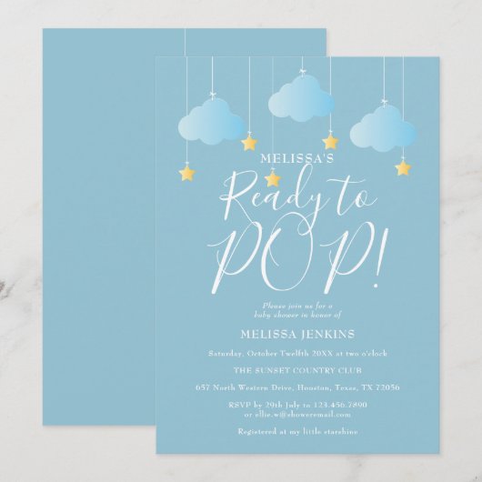 Klaar voor Pop Twinkle Twinkle Baby shower Kaart (Voorkant / Achterkant)