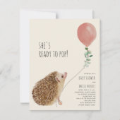 Klaar voor Pop van het Baby shower van de Egel roz Kaart (Voorkant)