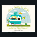 Klaar voor Pop van Ice Pop Truck Boy Baby shower Poster<br><div class="desc">IJsens pop het baby shower van de jongen met illustratie van de camper met blauwe ijskap bovenaan,  cactus naast de camper en babykleding die van de kleerlijn hangt.</div>