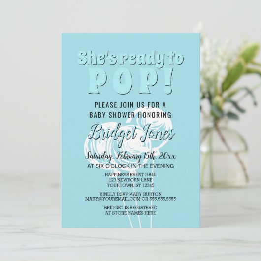 Klaar voor Pop van krijtballonnen Baby Blue Boy Sh Kaart (Staand voorkant)