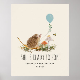 Klaar voor Pop van paddenstoelen Egel Baby shower  Poster