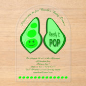 Klaar voor Pop Zwangere groene doperwt Aangepast B Acryl Uitnodigingen (Voorkant)