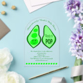 Klaar voor Pop Zwangere groene doperwt Aangepast B Acryl Uitnodigingen (Insitu (Huwelijk))