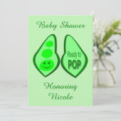 Klaar voor Pop Zwangere groene doperwt Baby shower Kaart (Staand voorkant)