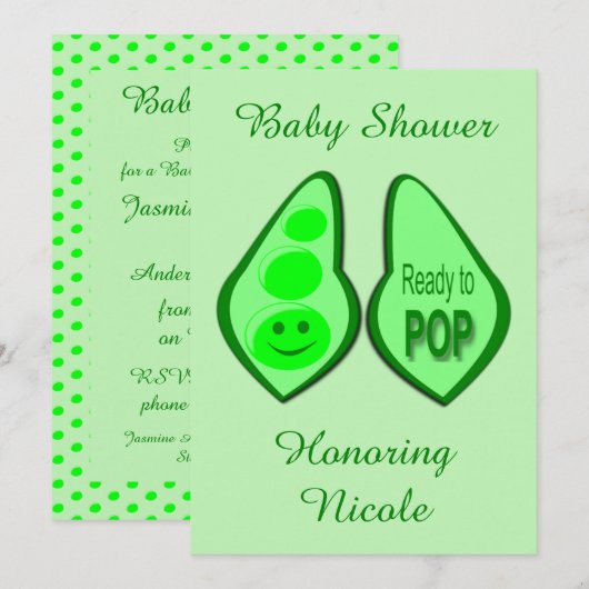 Klaar voor Pop Zwangere groene doperwt Baby shower Kaart (Voorkant / Achterkant)