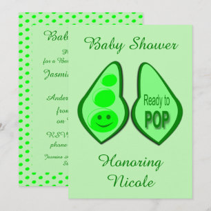 Klaar voor Pop Zwangere groene doperwt Baby shower Kaart