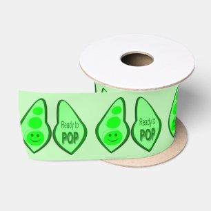 Klaar voor Pop Zwangere groene doperwt Baby shower Satijnen Lint