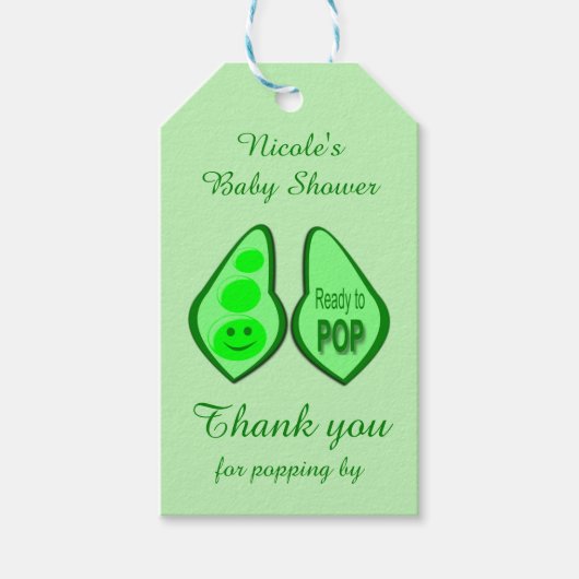 Klaar voor Pop Zwangere groene erwt Cadeaulabel (Voorkant)