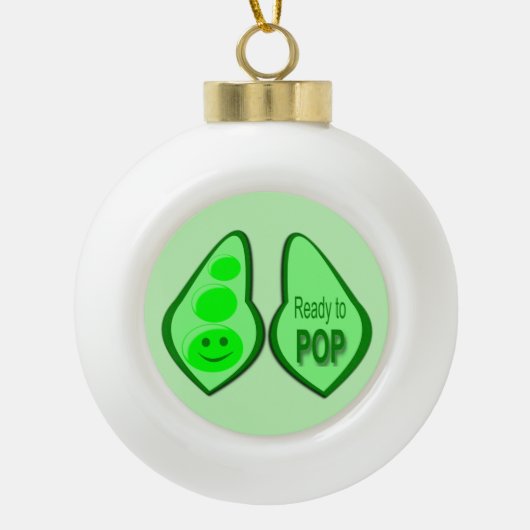 Klaar voor Pop Zwangere groene erwt Keramische Bal Ornament (Voorkant)
