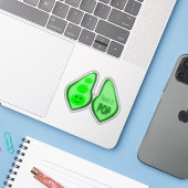 Klaar voor Pop Zwangere groene erwt Sticker (Laptop met iPhone)