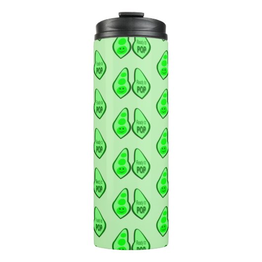 Klaar voor Pop Zwangere groene erwt Thermosbeker (Voorkant)