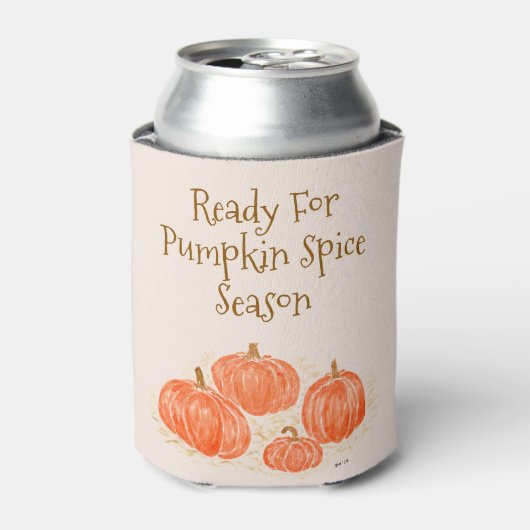 Klaar voor Pumpkin Spice Season Waterverf Pumpkin Blikjeskoeler (Blikje Voorkant)