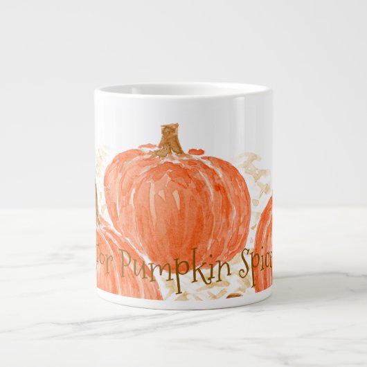 Klaar voor Pumpkin Spice Season Waterverf Pumpkin Grote Koffiekop (Voorkant)