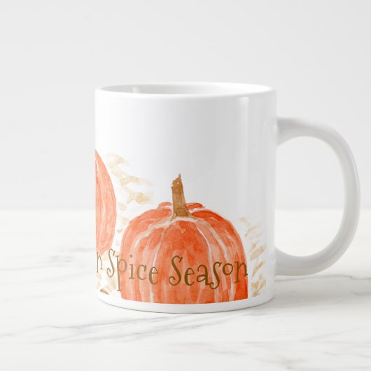 Klaar voor Pumpkin Spice Season Waterverf Pumpkin Grote Koffiekop (Rechts)