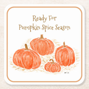 Klaar voor Pumpkin Spice Season Waterverf Pumpkin Kartonnen Onderzetters