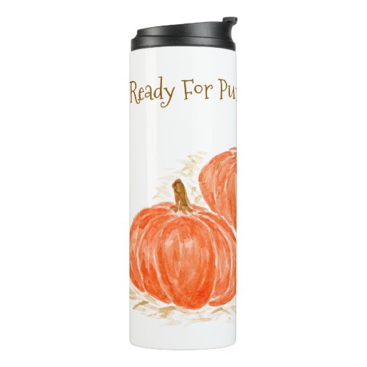 Klaar voor Pumpkin Spice Season Waterverf Pumpkin Thermosbeker (Gedraaid links)