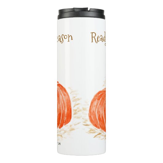 Klaar voor Pumpkin Spice Season Waterverf Pumpkin Thermosbeker (Achterkant)