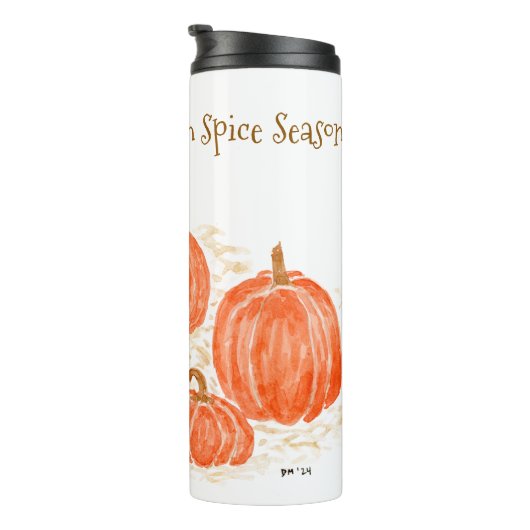 Klaar voor Pumpkin Spice Season Waterverf Pumpkin Thermosbeker (Geroteerd rechts)