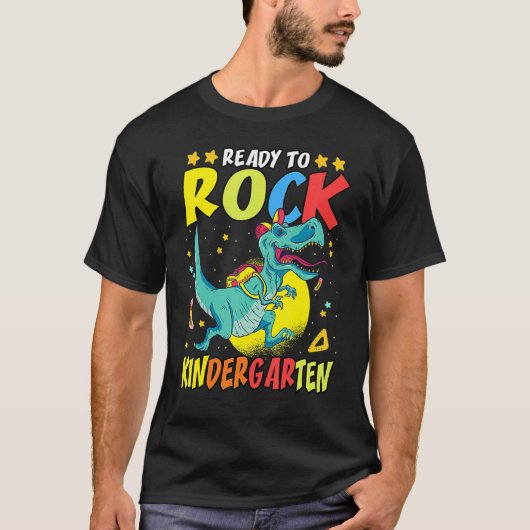 Klaar voor Rock Kindergarten Dinosaur T-Rex Kinder T-shirt (Voorkant)