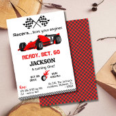Klaar voor rood raceauto moderne 1e verjaardag kaart
