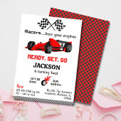 Klaar voor rood raceauto moderne 2e verjaardag kaart