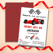 Klaar voor rood raceauto moderne 6e verjaardag kaart