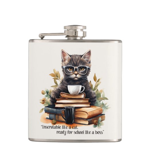 Klaar voor school als een baas heupfles (Voorkant)