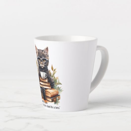 Klaar voor school als een baas latte mok (Rechterhoek)
