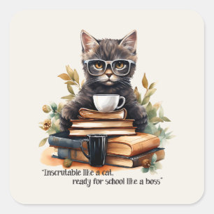 Klaar voor school als een baas vierkante sticker