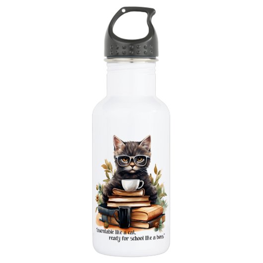 Klaar voor school als een baas waterfles  (Voorkant)