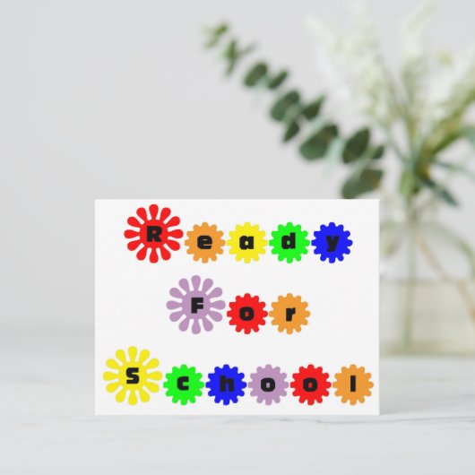 Klaar voor school briefkaart (Staand voorkant)