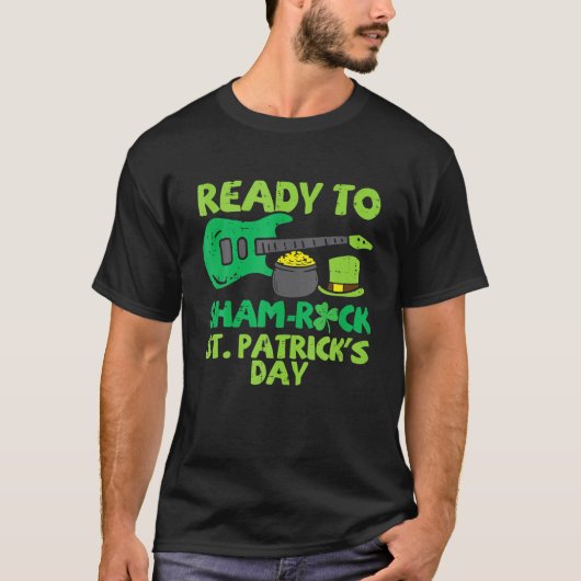 Klaar voor Sham Rock St Patricks Day Guitar Guitar T-shirt (Voorkant)