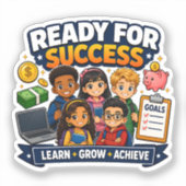 Klaar voor succes Kinderen Loopbaan Voorbereidheid Sticker (Voorkant)