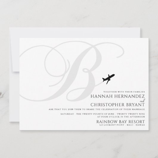 Klaar voor Take Off B Initiaal Bruiloft Kaart (Voorkant)