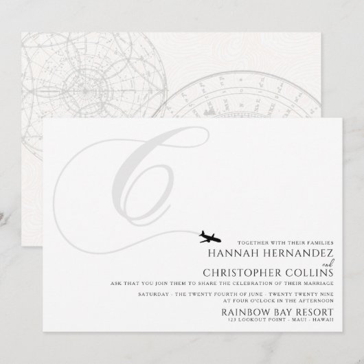 Klaar voor Take Off C Initiaal Wedding Kaart (Voorkant / Achterkant)