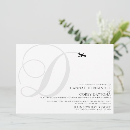 Klaar voor Take Off D Initiaal Bruiloft Kaart (Staand voorkant)