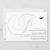Klaar voor Take Off F Initiaal bruiloft uitnodigin Kaart (Voorkant)