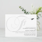 Klaar voor Take Off F Initiaal bruiloft uitnodigin Kaart (Staand voorkant)