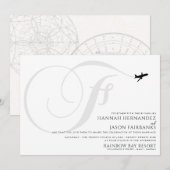 Klaar voor Take Off F Initiaal bruiloft uitnodigin Kaart (Voorkant / Achterkant)