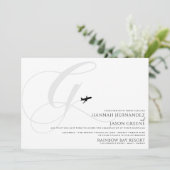 Klaar voor Take Off G Initiaal bruiloft uitnodigin Kaart (Staand voorkant)