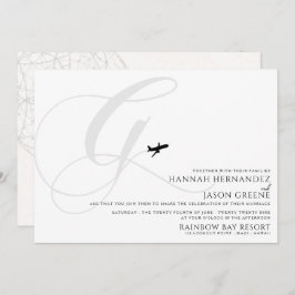 Klaar voor Take Off G Initiaal bruiloft uitnodigin Kaart